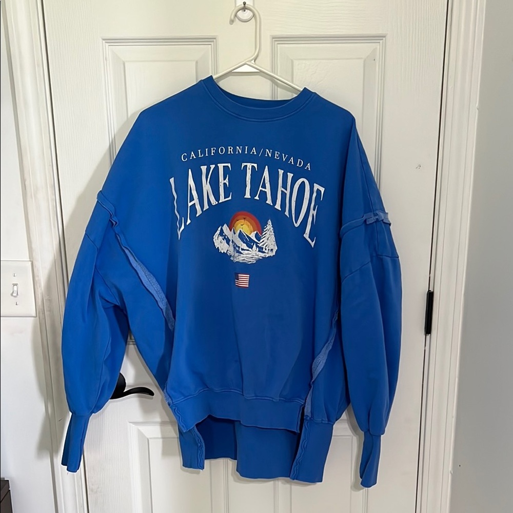Goodie Two Sleeves Blue Lake Tahoe Womens Sweatshirt